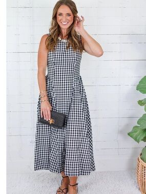 Olivaceous Black Gingham Dress - L - NWT